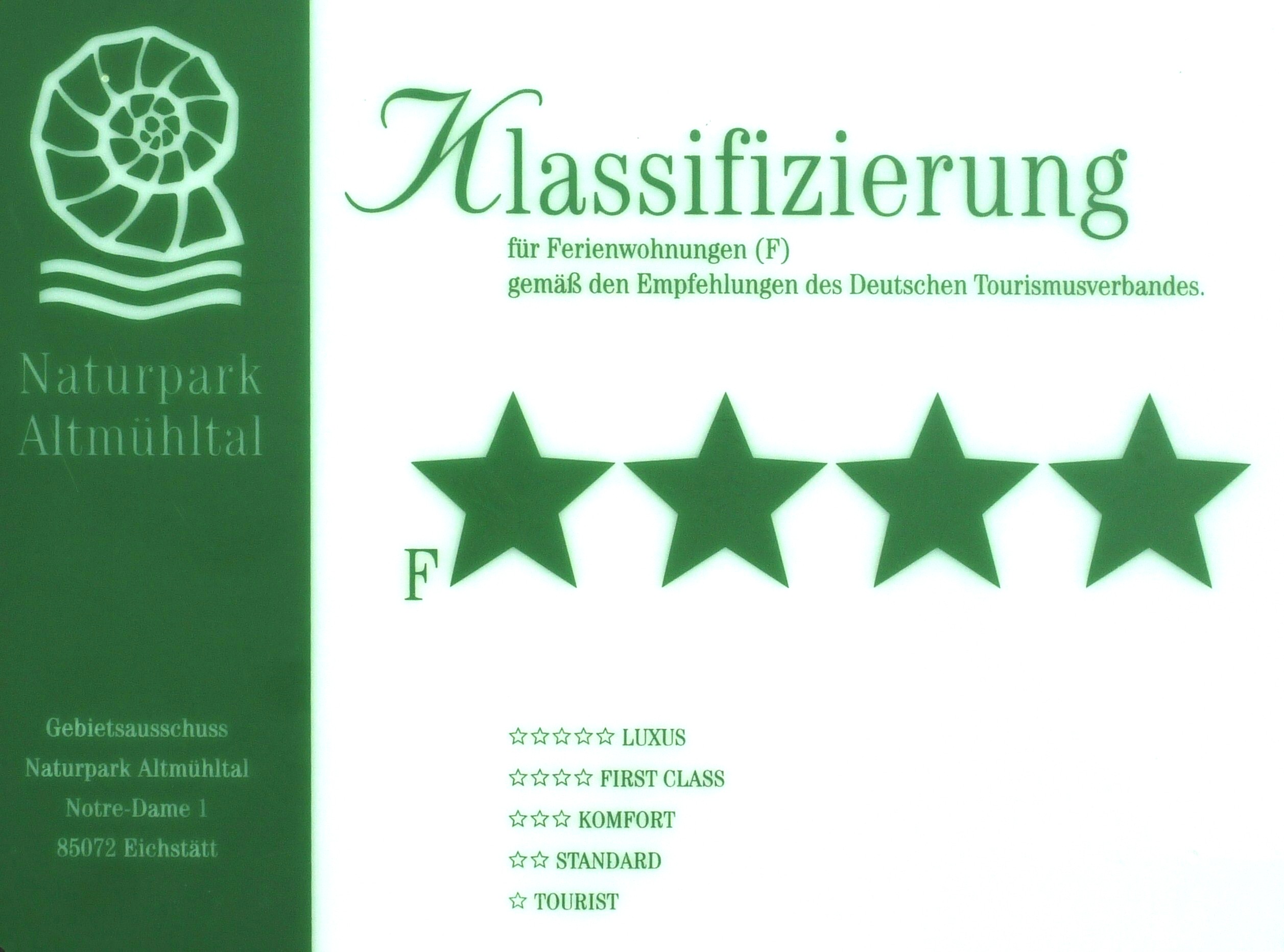 Klassifzierung unseres G�stehauses in Oberhofen
